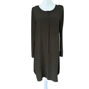 Madewell Olive Green Military Button Up Shirt Shift Dress Women's XS Goblin Core